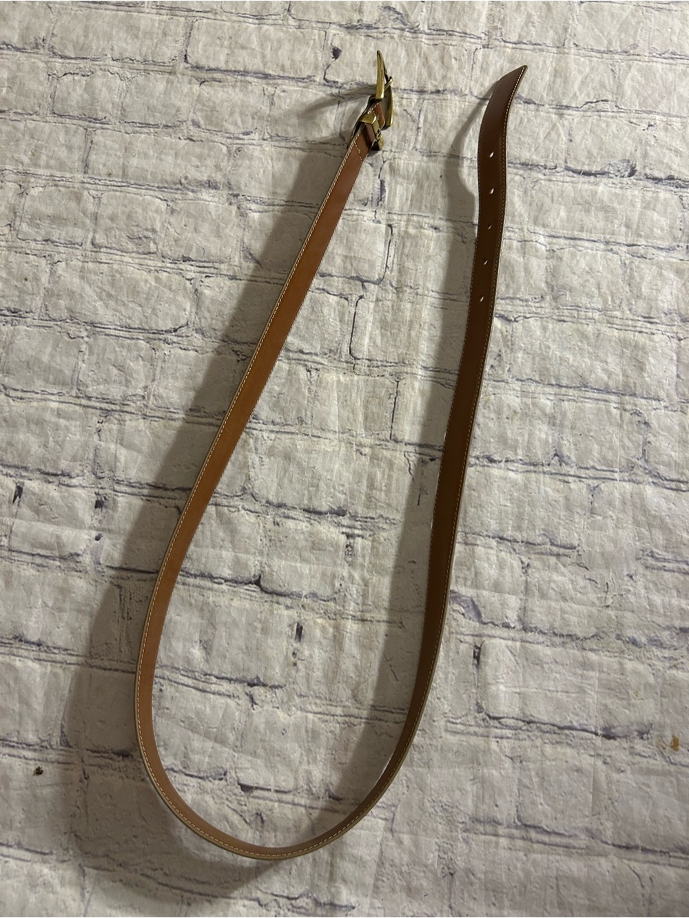 ÉTIENNE AIGNER VINTAGE ANILINE COWHIDE BROWN WITH GOLD TONE HARDWARE BELT - Picture 4 of 11